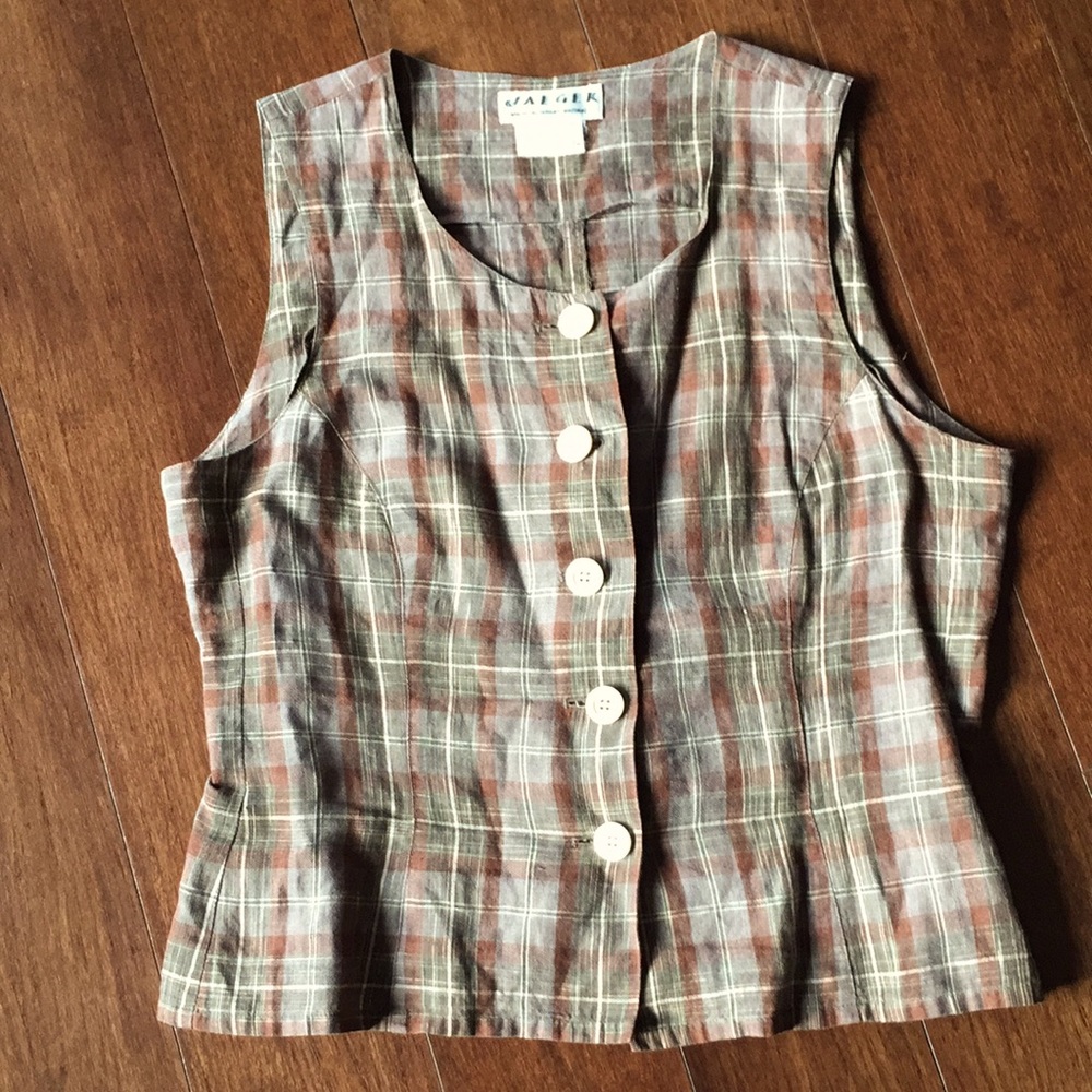EUC Vintage Linen Jaeger Tank Button Up
